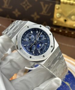 Đồng hồ Audemars Piguet Rep cao cấp Royal Oak Perpetual Calendar 26574ST mặt xanh dương dây kim loại 41mm (13)