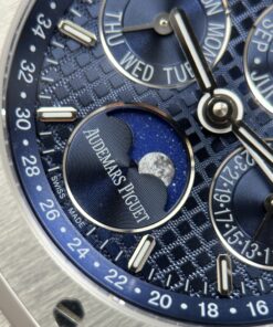 Đồng hồ Audemars Piguet Rep cao cấp Royal Oak Perpetual Calendar 26574ST mặt xanh dương dây kim loại 41mm (13)