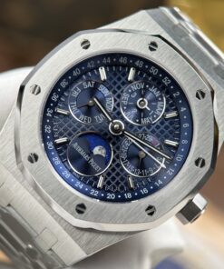 Đồng hồ Audemars Piguet Rep cao cấp Royal Oak Perpetual Calendar 26574ST mặt xanh dương dây kim loại 41mm (13)