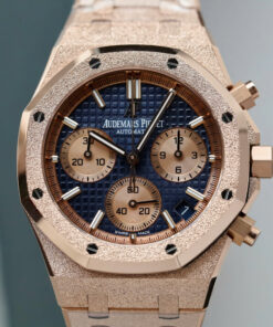 Đồng hồ Audemars Piguet Royal Oak Chronograph Frosted Gold 26240 Rep 11 mặt xanh dương nhà máy APS 41mm (1)