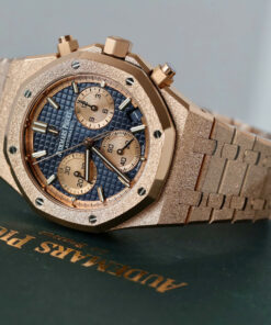 Đồng hồ Audemars Piguet Royal Oak Chronograph Frosted Gold 26240 Rep 11 mặt xanh dương nhà máy APS 41mm (1)