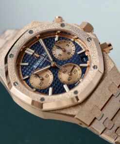Đồng hồ Audemars Piguet Royal Oak Chronograph Frosted Gold 26240 Rep 11 mặt xanh dương nhà máy APS 41mm (1)