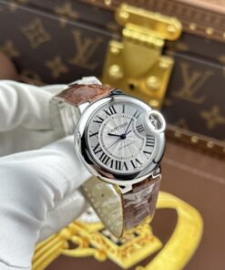 Đồng hồ Cartier Ballon Bleu Replica 11 dây da nâu máy cơ tự động xưởng AF 33mm (2)