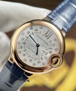 Đồng hồ Cartier Ballon Bleu WGBB0052 Replica 11 mạ vàng hồng dây da xưởng AF 33mm (2)