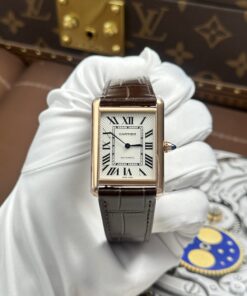 Đồng hồ Cartier Tank Louis Rep 1 1 mặt trắng mạ vàng hồng máy cơ tự động 27.8×38 (1)