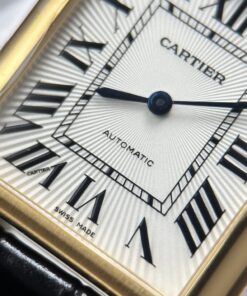 Đồng hồ Cartier Tank Louis Rep 11 mặt trắng dây da màu đen 27.8×38 (2)
