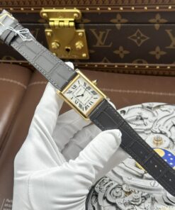 Đồng hồ Cartier Tank Louis Replica 11 mặt trắng dây da màu xám 27.8×38 (2)