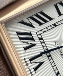 Đồng hồ Cartier Tank Louis Replica 11 mặt trắng vỏ mạ vàng hồng dây da 27.8×38 (2)