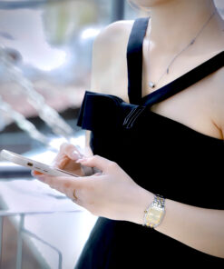 Đồng hồ Cartier nữ Panthere mặt trơn vàng champagne demi đính đá like auth 27x27mm