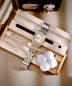 Đồng hồ Cartier nữ Panthere mặt trơn vàng champagne demi đính đá like auth 27x27mm