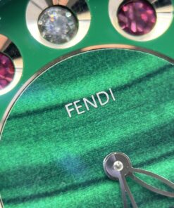 Đồng hồ Fendi Crazy Carats Replica 1 1 màu xanh lá cây đính đá quý 36mm (2)