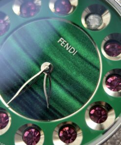 Đồng hồ Fendi Crazy Carats Replica 1 1 màu xanh lá cây đính đá quý 36mm (2)