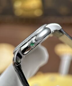 Đồng hồ Fendi Crazy Carats Replica 11 mặt khảm xà cừ trắng dây da đen 36mm (2)