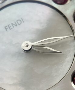 Đồng hồ Fendi Crazy Carats Replica 11 mặt khảm xà cừ trắng dây da đen 36mm (2)