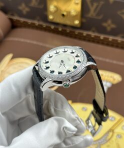 Đồng hồ Fendi Crazy Carats Replica 11 mặt khảm xà cừ trắng dây da đen 36mm (2)