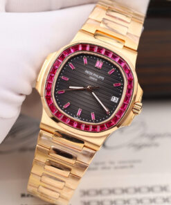 Đồng hồ Patek Philippe Nautilus 5723 Replica 11 bọc vàng hồng 18K đính ruby tổng hợp 40mm (1)