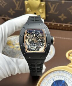 Đồng hồ Richard Mille RM055 Rep 11 vỏ gốm viền màu đồng dây cao su xưởng ZF 49.9×42 (1)