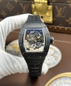 Đồng hồ Richard Mille RM055 Rep 11 vỏ gốm viền trắng dây cao su xưởng ZF 49.9×42 (1)
