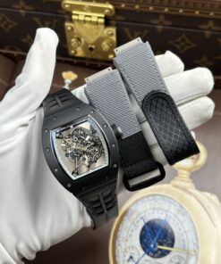 Đồng hồ Richard Mille RM055 Rep 11 vỏ gốm viền trắng dây cao su xưởng ZF 49.9×42 (1)