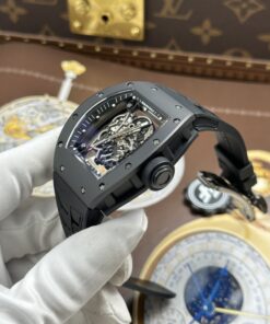 Đồng hồ Richard Mille RM055 Rep cao cấp vỏ gốm đen dây cao su xưởng ZF 49.9×42 (2)