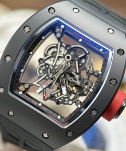 Đồng hồ Richard Mille RM055 Replica 11 vỏ gốm đen núm màu đỏ nhà máy ZF 49.9×42 (3)