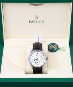 Đồng hồ Rolex Cellini 50525 Rep cao cấp mặt trắng dây da đen 39mm (2)