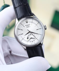 Đồng hồ Rolex Cellini 50525 Rep cao cấp mặt trắng dây da đen 39mm (2)