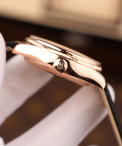 Đồng hồ Rolex Cellini Dual Time 50525 Replica 11 mặt đen vỏ phủ vàng thật 18K 39mm (2)