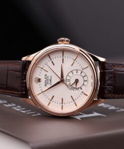 Đồng hồ Rolex Cellini Dual Time 50525 chế tác mặt trắng vỏ phủ vàng thật 18K 39mm (1)