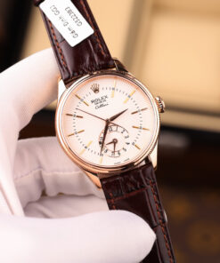 Đồng hồ Rolex Cellini Dual Time 50525 chế tác mặt trắng vỏ phủ vàng thật 18K 39mm (1)