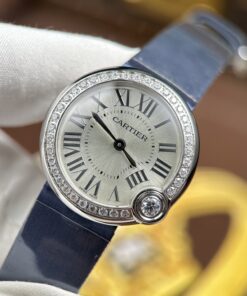 Đồng hồ nữ Cartier Ballon Blanc Rep 11 viền đính đá máy pin xưởng AF 30mm (2)