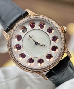 Đồng hồ nữ Fendi Crazy Carats Rep 1 1 mạ vàng hồng mặt khảm xà cừ trắng 36mm (2)