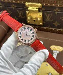 Đồng hồ nữ Fendi Crazy Carats Replica 11 mặt khảm xà cừ hồng dây da 36mm (2)