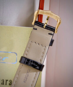 Đồng Hồ Cartier Tank Louis Nữ Vàng Gold Dây Da Đen Fake Cao Cấp 24x32mm