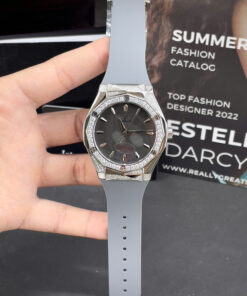 Đồng Hồ Hublot Orlinski nam đính đá dây cao su xám máy nhật giá rẻ fake cao cấp 40mm