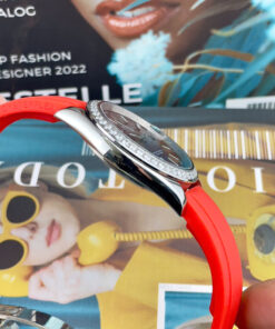 Đồng Hồ Rolex DateJust Máy Cơ Nhật Dây Cao Su Đỏ Đính Đá Fake Cao Cấp 41mm