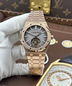 Đồng hồ Audemars Piguet Replica 11 Royal Oak Flying Tourbillon 26530OR mặt xám vỏ mạ vàng hồng 41mm (2)