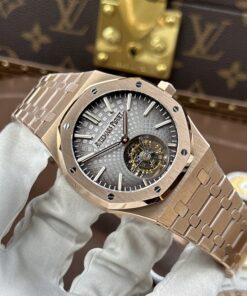 Đồng hồ Audemars Piguet Replica 11 Royal Oak Flying Tourbillon 26530OR mặt xám vỏ mạ vàng hồng 41mm (2)