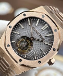 Đồng hồ Audemars Piguet Replica 11 Royal Oak Flying Tourbillon 26530OR mặt xám vỏ mạ vàng hồng 41mm (2)