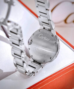 Đồng hồ Cartier Ballon Bleu nữ đính full đá cọc số la mã dây kim loại fake cao cấp 33mm