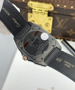 Đồng hồ Cartier Santos chế tác vỏ thép mạ DLC viền vàng hồng 51.1×41 (2)