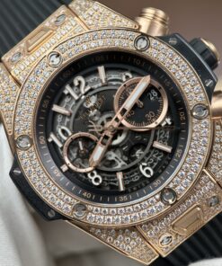 Đồng hồ Hublot Big Bang Unico King Gold Rep 11 đính full đá dây cao su 45mm (2)