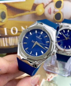 Đồng hồ Hublot Orlinski dây cao su mặt xanh blue máy cơ nhật giá rẻ 40mm