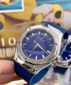 Đồng hồ Hublot Orlinski dây cao su mặt xanh blue máy cơ nhật giá rẻ 40mm