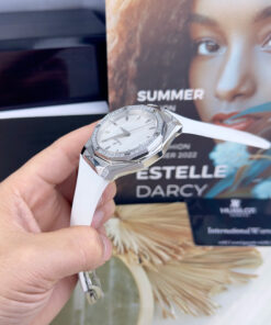 Đồng hồ Hublot Orlinski đính đá CZ dây cao su trắng fake cao cấp 40mm