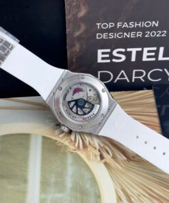 Đồng hồ Hublot Orlinski đính đá CZ dây cao su trắng fake cao cấp 40mm