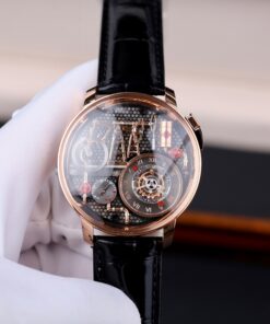 Đồng hồ Jacob & Co Oil Pump Replica 11 vỏ mạ vàng hồng dây da 44mm (1)