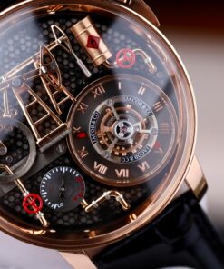 Đồng hồ Jacob & Co Oil Pump Replica 11 vỏ mạ vàng hồng dây da 44mm (1)