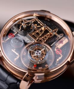 Đồng hồ Jacob & Co Oil Pump Replica 11 vỏ mạ vàng hồng dây da 44mm (1)