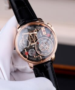 Đồng hồ Jacob & Co Oil Pump Replica 11 vỏ mạ vàng hồng dây da 44mm (1)